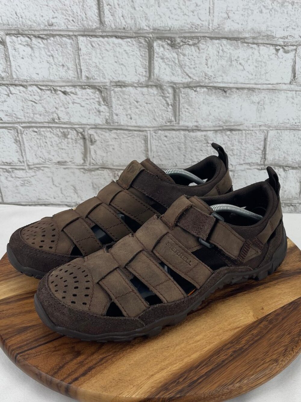 Merrell Telluride Wrap Mens Sz. 12 Brown Clay Leather Fisherman Hiking Sandals